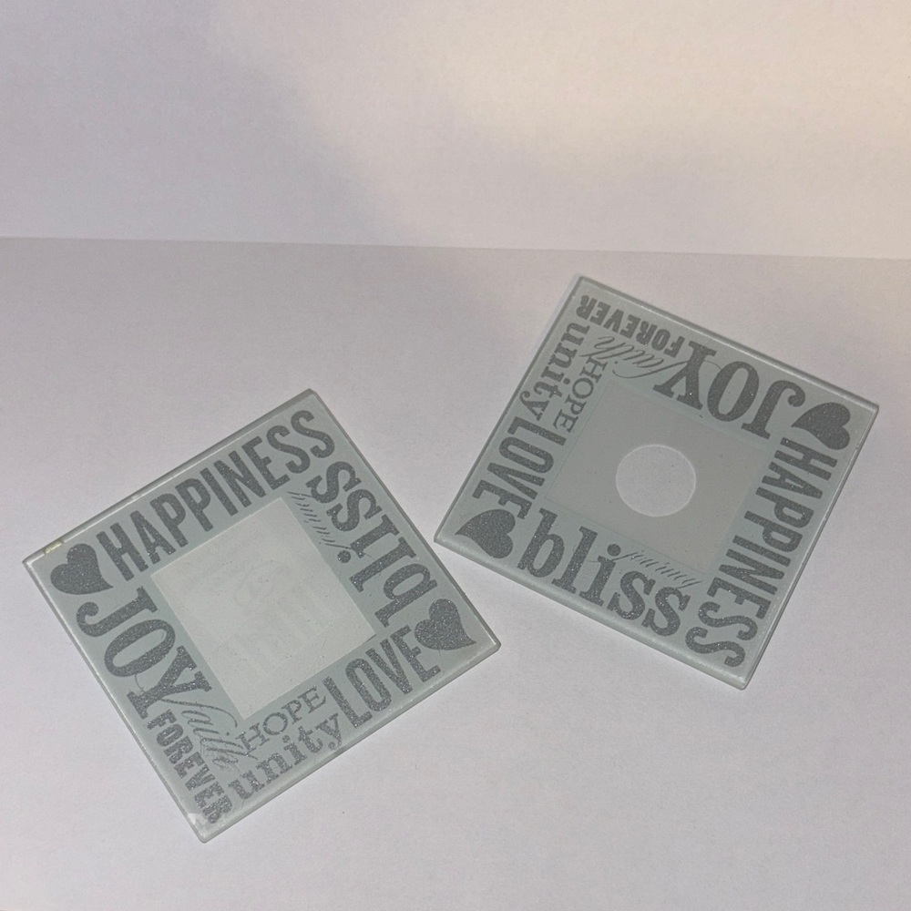Sex of 6 Glass Picture Coasters with Inspirational Words